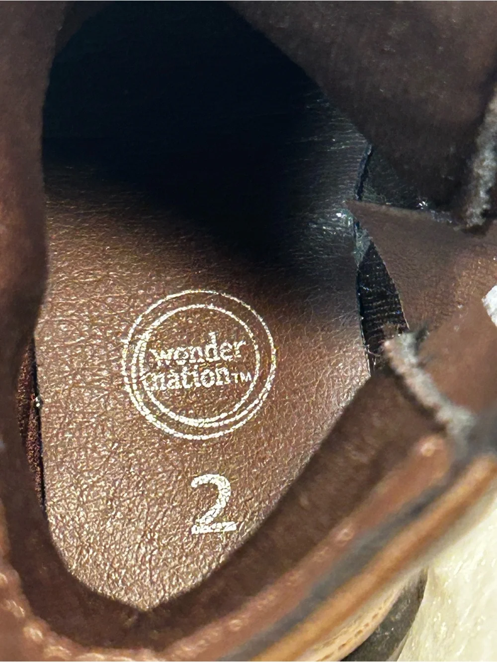 UNISEX INFANT SIZE 2 BROWN EMBROIDERED ZIP SIDE WONDER NATION COWBOY BOOTS